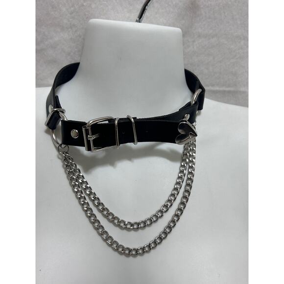 Gothic Rock Punk Faux Leather Chokers 5 Lot Necklace Whimsygoth Fairycore Witchy - Picture 6 of 10